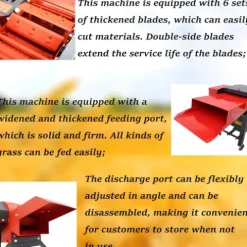 Banfluxion 220V 6-Blade Hay Cutter Pulverizer Red