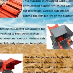 Banfluxion 220V 4-Blade Hay Cutter Pulverizer Red