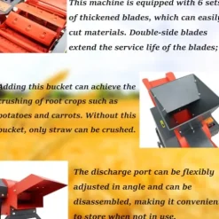 Banfluxion 220V 6-Blade Hay Cutter Pulverizer Red