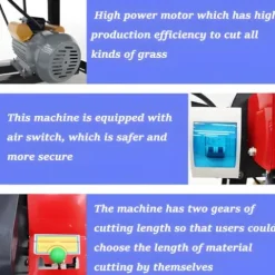 Banfluxion 220V 6-Blade Hay Cutter Pulverizer Grass Crusher Red