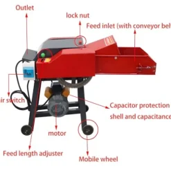 Banfluxion 220V 4-Blade Hay Cutter Pulverizer Red