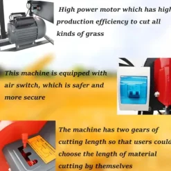 Banfluxion 220V 4-Blade Hay Cutter Pulverizer Red