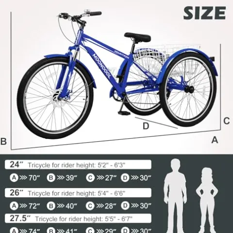 Barbella Adult Mountain Tricycle Navy-Blue