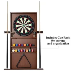 BARRINGTON 90″ Ball and Claw Leg Pool Table with Cue Rack and Dartboard Set Green Cloth