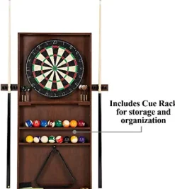 BARRINGTON 90 Inch Ball and Claw Leg Billiard Pool Table with Bonus Cue Rack and Dartboard Set Red