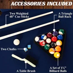 Barrington Billiards 5′ Brooks Drop Pocket Table Black/Blue/Light Wood Grain