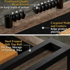 Barrington Billiards 9′ Lexington Shuffleboard Table Scratch-Resistant Wood Grain/Black