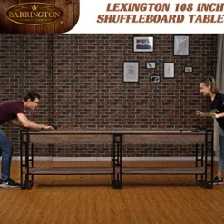 Barrington Billiards 9′ Lexington Shuffleboard Table Scratch-Resistant Wood Grain/Black