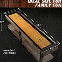 Barrington Billiards 9′ Lexington Shuffleboard Table Scratch-Resistant Wood Grain/Black