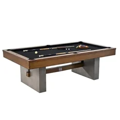 Barrington Billiards 8′ Urban Slate-Tech Pool Table Set Cement/Wood Grain/Black