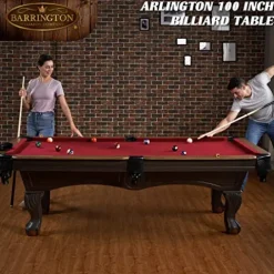 Barrington Billiards Arlington Drop Pocket Table Dark Wood Grain/Red