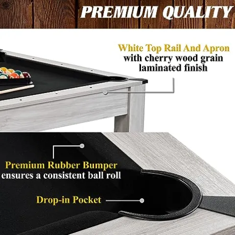 Barrington Billiards Monteray 7’ Drop Pocket Pool Table 3-in-1 Dining Top Table Tennis Gray/Black