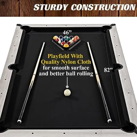 Barrington Billiards Monteray 7’ Drop Pocket Pool Table 3-in-1 Dining Top Table Tennis Gray/Black