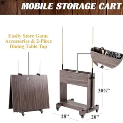 Barrington Billiards Monteray 7’ Drop Pocket Pool Table 3-in-1 Dining Top & Table Tennis Brown/Black