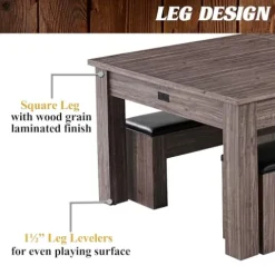 Barrington Billiards Monteray 7’ Drop Pocket Pool Table 3-in-1 Dining Top & Table Tennis Brown/Black