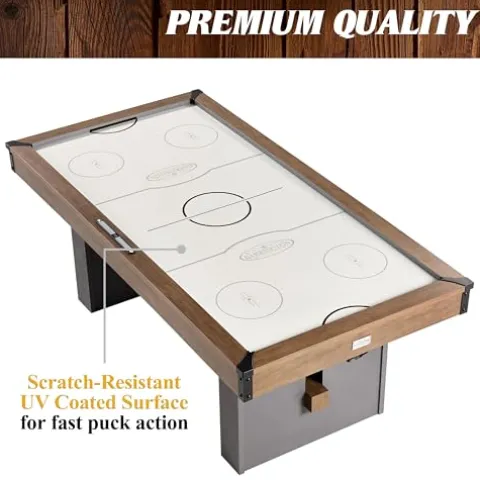 Barrington Billiards Urban 7′ Air Hockey Table with Pusher & Puck Set Brown/Gray