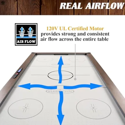 Barrington Billiards Urban 7′ Air Hockey Table with Pusher & Puck Set Brown/Gray