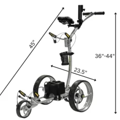 BAT-CADDY ELECTRIC GOLF CADDY X8R Sealed Lead 18-Hole Battery Powered Push Cart with Remote, Dual Motor, 9-Speeds, Reverse, Cruise Control, Anti-Tip Wheel, Downhill Control – Phantom Black