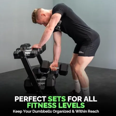 BBRUN Weight Dumbbells Set with Rack 450-550 lbs Black