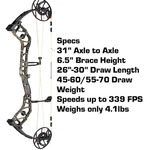 Bear Archery Escalate Adult Compound Bow Package 70 lb Draw Weight Right Hand True Timber Strata