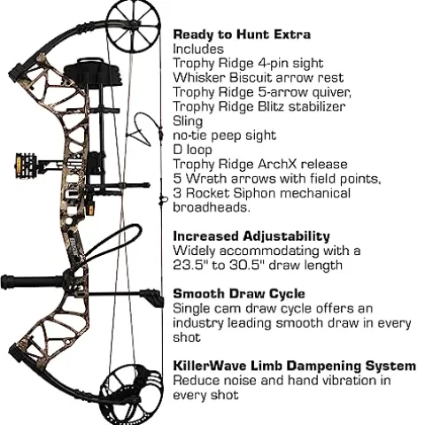 Bear Archery Species EV Ready to Hunt Compound Bow Package 60 lb Left Hand True Timber Strata