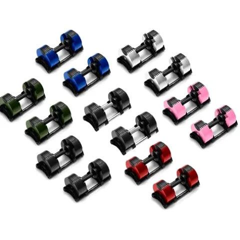 Bells of Steel Adjustable Dumbbells Set – NUOBELL Dumbbells Adjustable Weight Set 5-50 lb Pink