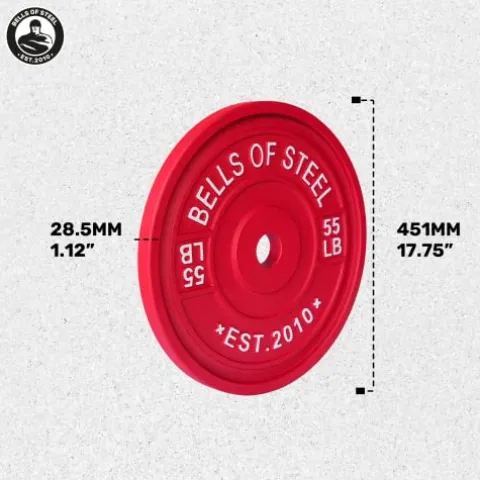 Bells of Steel Calibrated Machined Iron Weight Plates 55 lb Pair Black