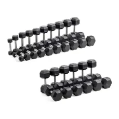 Bells of Steel Hex Dumbbells Set 55-80lb Rubber Medium Knurled