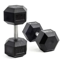 Bells of Steel Hex Dumbbells Set 55-80lb Rubber Medium Knurled