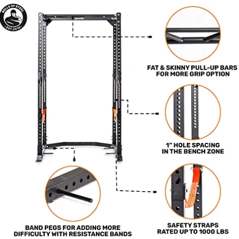 Bells of Steel Light Commercial Power Rack – Squat Rack for Home Gym and Commercial