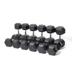 Bells of Steel Rubber Hex Dumbbells Set Black