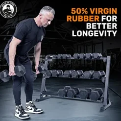 Bells of Steel Rubber Hex Dumbbells Set Black