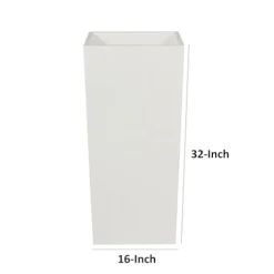 Benzara 32 Inch Tall Tapered Barrel Planter Vase with Hidden Insert White