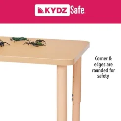 Berries Jonti-Craft Square Activity Table E-Height Adjustable 48″x48″ Gray/Teal