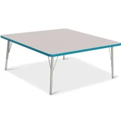 Berries Jonti-Craft Square Activity Table E-Height Adjustable 48″x48″ Gray/Teal