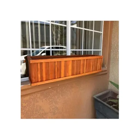 Best Redwood Window Planter Box 36 in Heart Stain