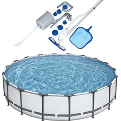 Bestway Above Ground Swimming Pool with Cleaning Kit Gray