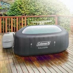 Bestway Coleman Hawaii AirJet Inflatable Hot Tub with EnergySense Cover Gray + SaluSpa Spa Seat & Pillows