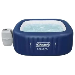 Bestway Coleman Hawaii AirJet Inflatable Hot Tub with EnergySense Cover + SaluSpa Spa Seat 4 Pack Blue