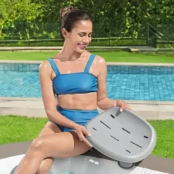 Bestway Coleman Hawaii AirJet Inflatable Hot Tub with EnergySense Cover + SaluSpa Spa Seat 4 Pack Blue