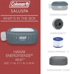 Bestway Coleman Hawaii AirJet Large Square Inflatable Hot Tub Gray