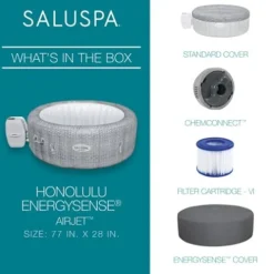 Bestway Coleman Honolulu AirJet Inflatable Hot Tub with EnergySense Cover Gray