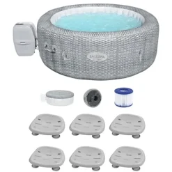 Bestway Coleman Honolulu AirJet Inflatable Hot Tub with EnergySense Cover Gray