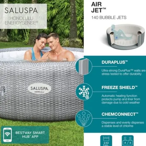 Bestway Coleman Honolulu AirJet Inflatable Hot Tub with EnergySense Cover Gray