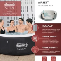 Bestway Coleman Miami AirJet Inflatable Hot Tub with EnergySense Cover Orange