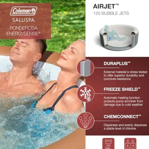 Bestway Coleman Miami AirJet Inflatable Hot Tub with EnergySense Cover Black