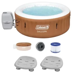 Bestway Coleman Miami AirJet Inflatable Hot Tub with EnergySense Cover Black