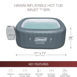 Bestway Coleman SaluSpa 140 Air Jet Inflatable Hot Tub Spa Gray