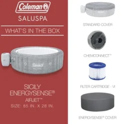 Bestway Coleman SaluSpa Sicily 180 AirJet Inflatable Hot Tub with Spa Seat & Headrest Gray