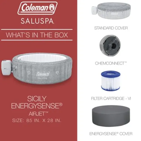 Bestway Coleman SaluSpa Sicily 180 AirJet Inflatable Hot Tub with Spa Seat & Headrest Gray